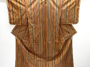 クリスマスセール大特価品　未使用品　縞に更紗模様織り出し本場泥大島紬着物